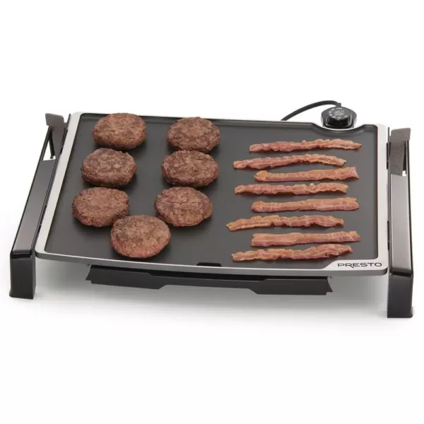 Presto Tilt and Fold 254 sq. in. Black Electric Griddle with Temperature Sensor