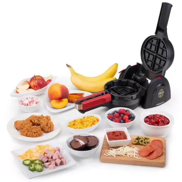 Presto 5 in. 900-Watt Black Belgian Stuffler Stuffed Waffle Maker