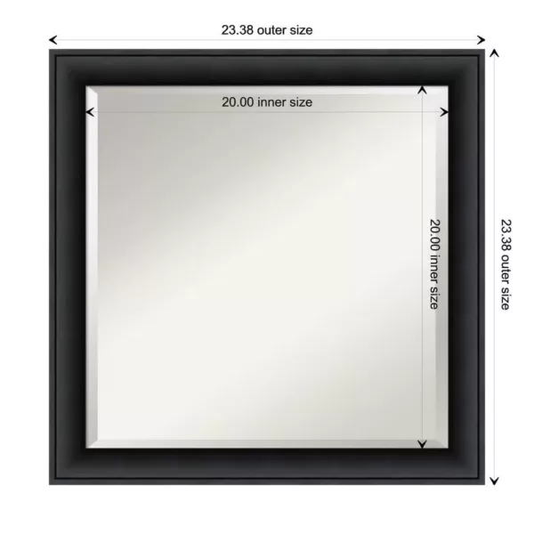 Amanti Art Nero 23 in. W x 23 in. H Framed Square Beveled Edge Bathroom Vanity Mirror in Black Satin