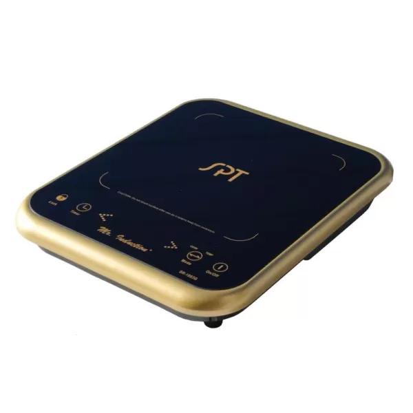 SPT 1650-Watts 8 in. Single Burner Induction Cooker (Gold/Black) with 3.5L Induction Ready Pot w/ Glass Lid