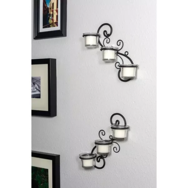 Stonebriar Collection Black Candle Wall Sconce (Set of 2)