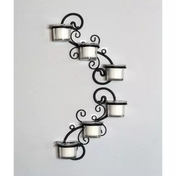 Stonebriar Collection Black Candle Wall Sconce (Set of 2)