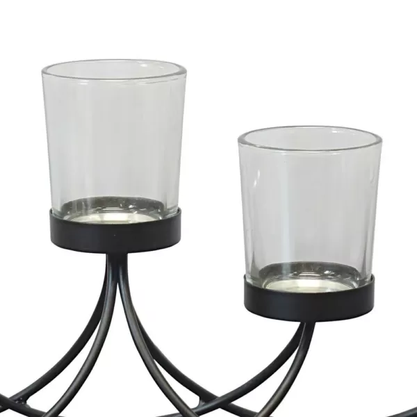 Stonebriar Collection Black Metal 5-Votive Candle Holder Centerpiece