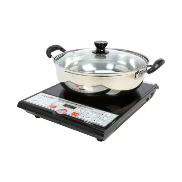 Tayama Single Burner 8 in. Black Induction Hot Plate with Shabu Cooking Pot