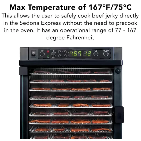 Tribest Sedona Express 11-Tray Black Stainless Steel Food Dehydrator with Built-In Timer