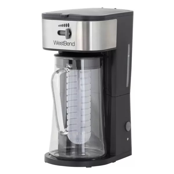 West Bend 2.75 qt. Black Iced Tea or Iced Coffee Maker 10-Cups Includes Infusion Tube to Customize Flavor Features Auto Shut-Off