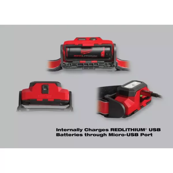 Milwaukee 475 Lumens LED Rechargeable Hard Hat Headlamp and 600 Lumens LED USB Rechargeable Low-Profile Hard Hat Headlamp (2-Pack)