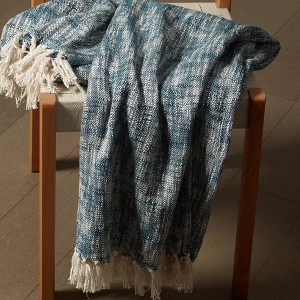 LR Resources Blue Chambray Woven Throw