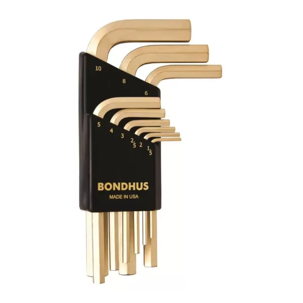 Bondhus Metric Hex End Short Arm L-Wrench Set with GoldGuard Finish (9-Piece)