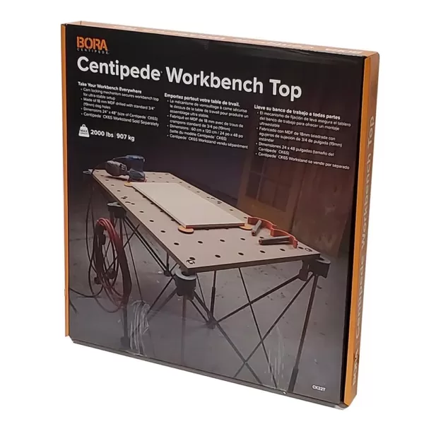 BORA Centipede 24 in. x 48 in. Workbench Top for Sawhorse with 3/4 in. Dog Holes