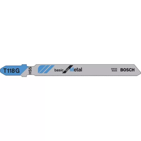 Bosch 3 in. 36 TPI High Speed Steel T-Shank Jig Saw Blade For Cutting Metals (5-Pack)