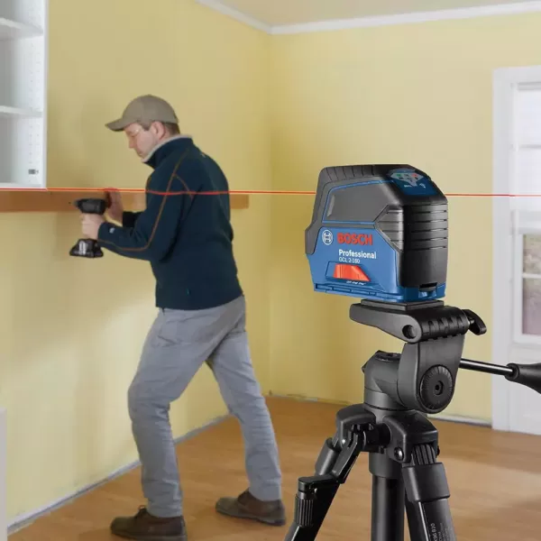 Bosch 65 ft. Self Leveling Cross Line Laser Level with Plumb Points with Free Compact Tripod with Extendable Height