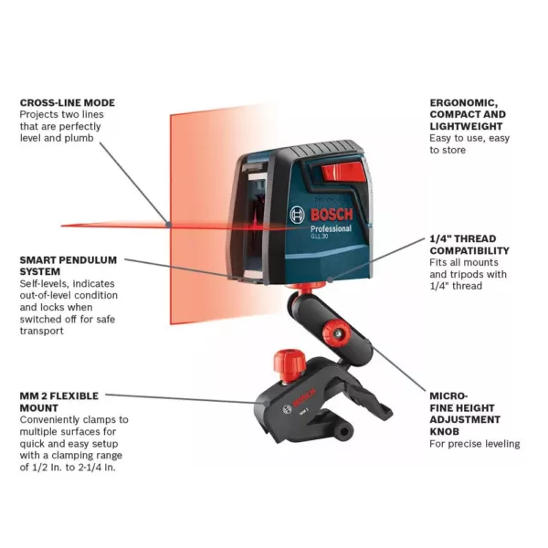 Bosch 30 ft. Self Leveling Cross Line Laser Level