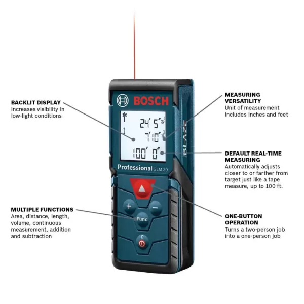 Bosch 100 ft. Laser Measure and 30 ft. Self Leveling Cross Line Laser Combo Kit (2 Tool)