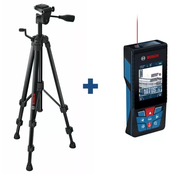 Bosch Compact Tripod with Extendable Height Plus Blaze 400 ft. Outdoor Laser Measure with Bluetooth and Camera Viewfinder