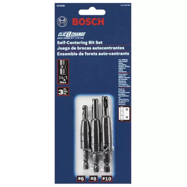 Bosch 1/4 in. Steel Clic-Change Self-Centering Drill Bit Set (3-Piece)