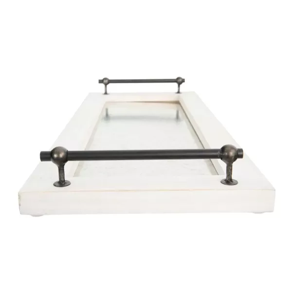 3R Studios White Decorative Tray with Handles