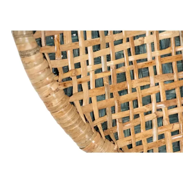 3R Studios Handwoven Beige and Green Rattan Wall Decor