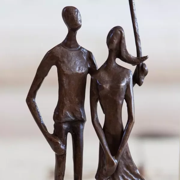 DANYA B Loving Couple Under Umbrella Bronze Sculpture