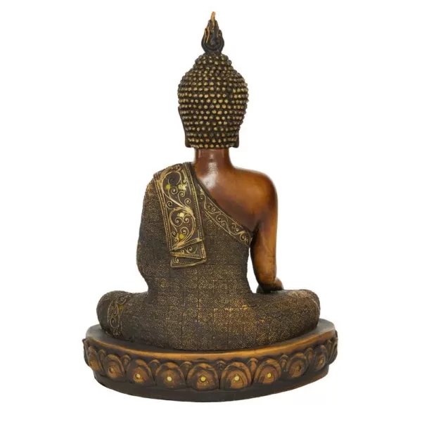 LITTON LANE Polystone Sitting Buddha Sculpture on Oval Base