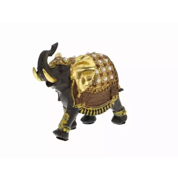 LITTON LANE 9 in. x 10 in. Parade Elephant Decorative Figurine in Colored Polystone