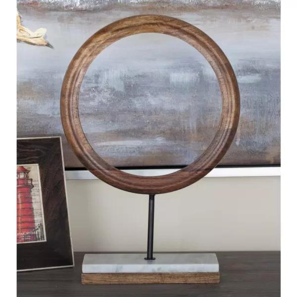 LITTON LANE 17 in. x 11 in. Modern Ring Centerpiece Sculpture in Stained Brown