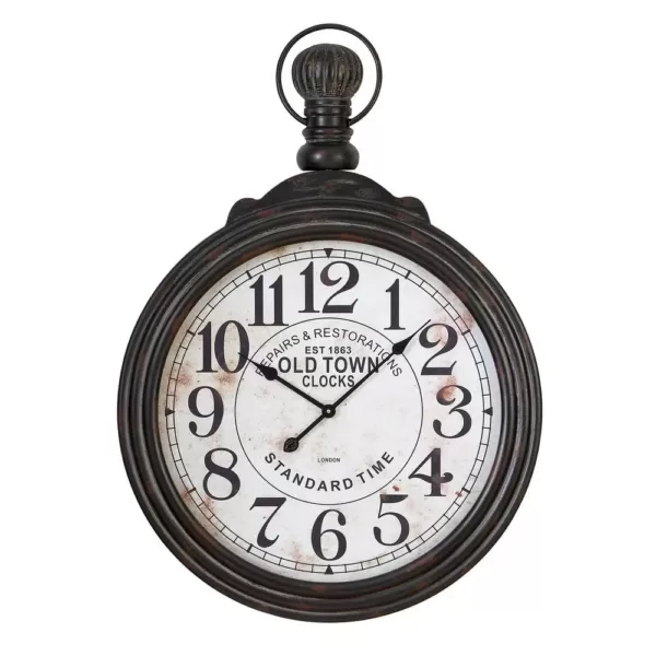 LITTON LANE 39 in. x 28 in. Wood Wall Clock