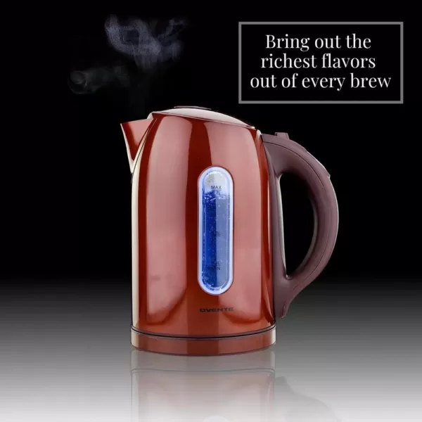 Ovente KS89BR 7-Cup Brown BPA-Free Electric Kettle, 5 Preset Settings with Auto Shut-Off and Boil-Dry Protection