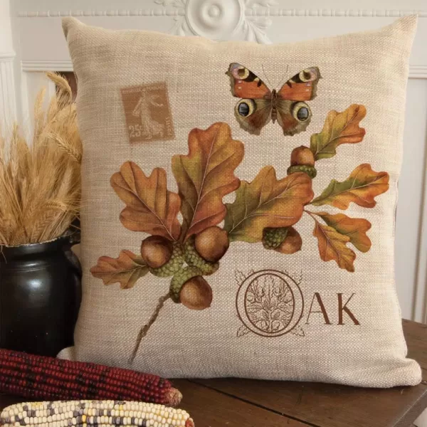 Heritage Lace Harvest Oak Natural Plaid 18 in x 18 in Throw Pillow Cover