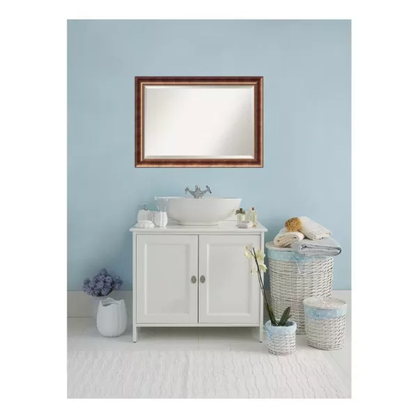 Amanti Art Manhattan 42 in. W x 30 in. H Framed Rectangular Beveled Edge Bathroom Vanity Mirror in Burnished Bronze