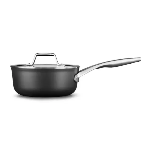 Calphalon Premier 2.5 qt. Hard-Anodized Aluminum Nonstick Sauce Pan in Black with Glass Lid