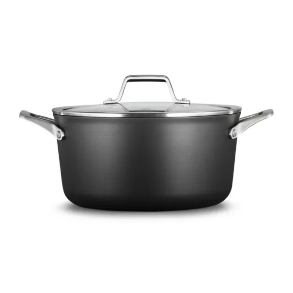 Calphalon Premier 6 qt. Hard-Anodized Aluminum Nonstick Stock Pot in Black with Glass Lid