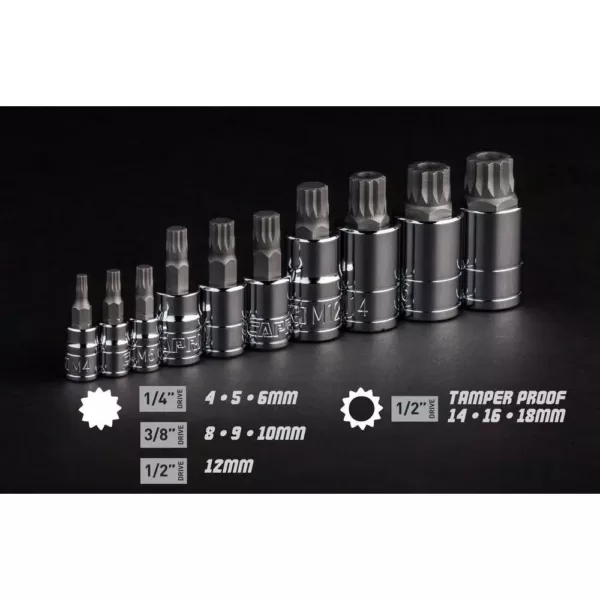 Capri Tools XZN Triple Square Bit Socket Set (10-Piece)