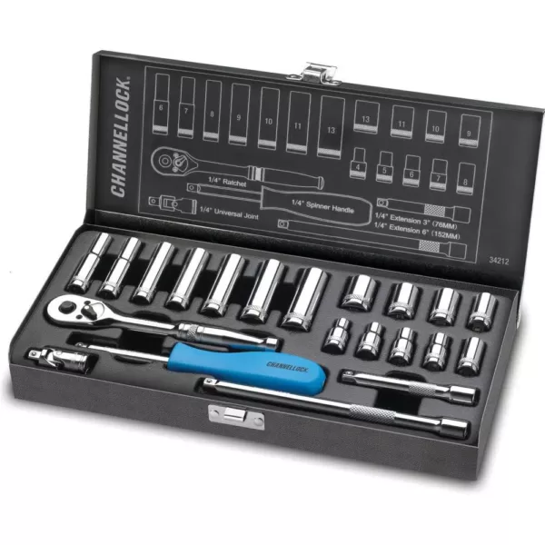 Channellock 1/4 in. Drive Metric Socket Set (21-Piece)