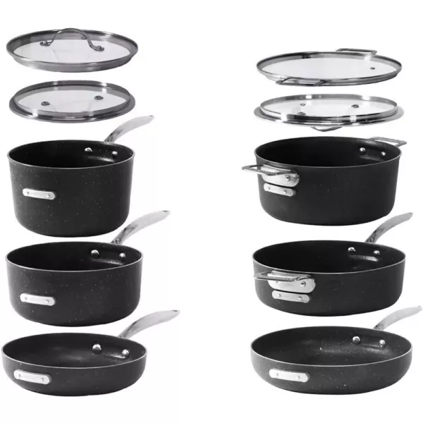 GRANITESTONE 10-Piece Aluminum StackMaster Non-Stick Diamond Infused Cookware Set with Glass Lids