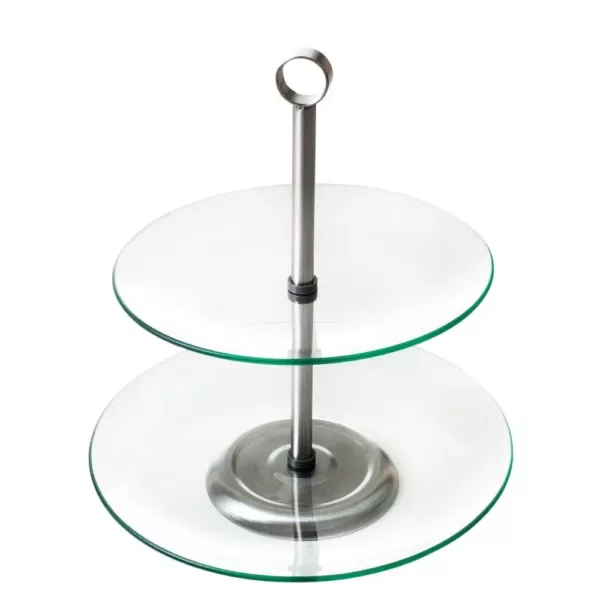 Chef Buddy 2-Tier Round Glass Buffet and Dessert Stand