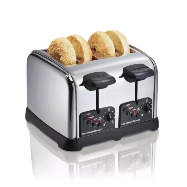 Hamilton Beach 4-Slice Chrome Wide Slot Toaster with Automatic Shut-Off