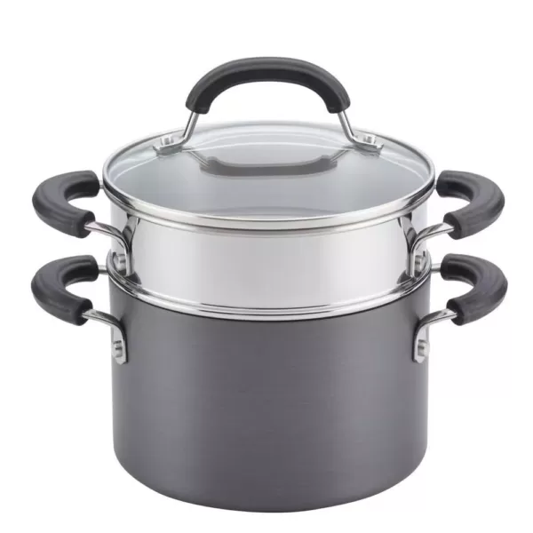 Circulon Promotional 3 qt. Hard-Anodized Aluminum Nonstick Sauce Pot in Black with Glass Lid