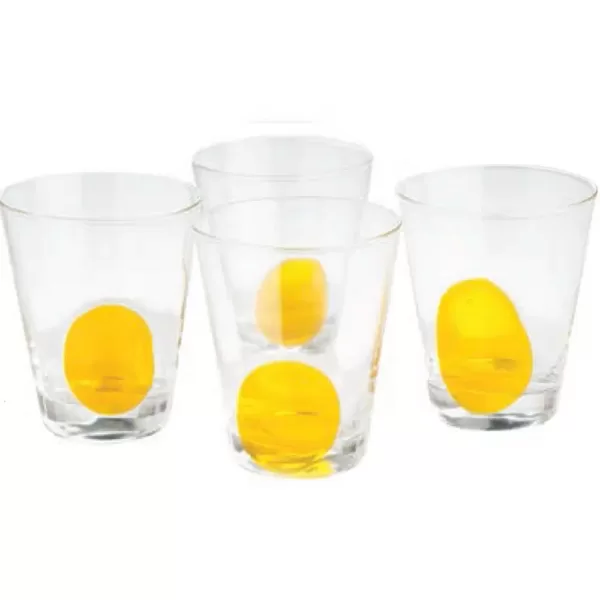 Abigails Clear Double Old-Fashioned with Yellow Dot (Set of 4)