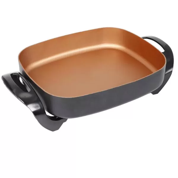 Boyel Living 16 in. x 12 in. x 3.15 in. 8 Qt Copper Professional Non-Stick Copper Electric Skillet Jumbo