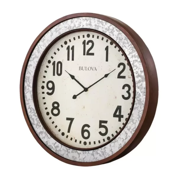 Bulova Cherry Wood Round 24 in. Wall Clock