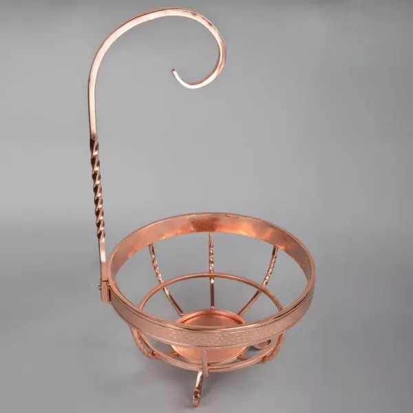 Creative Home Deluxe Copper Plated Wrought Iron Fruit Basket Banana Grapes Hanger and Fruit Bowl