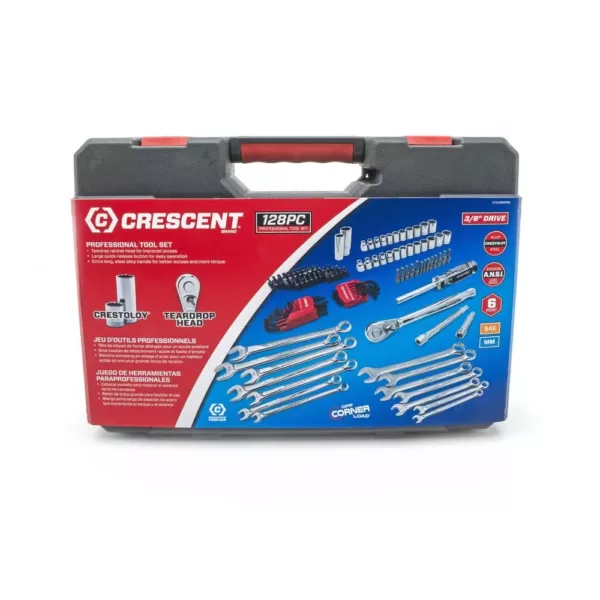 Crescent 3/8 in. Drive 12-Point Standard SAE/Metric Mechanics Tool Set (128-Piece)