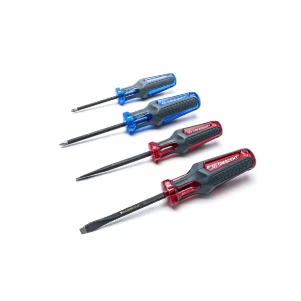 Crescent Phillips/Slotted Co-Molded Diamond Tip Screwdriver Set (4-Piece)