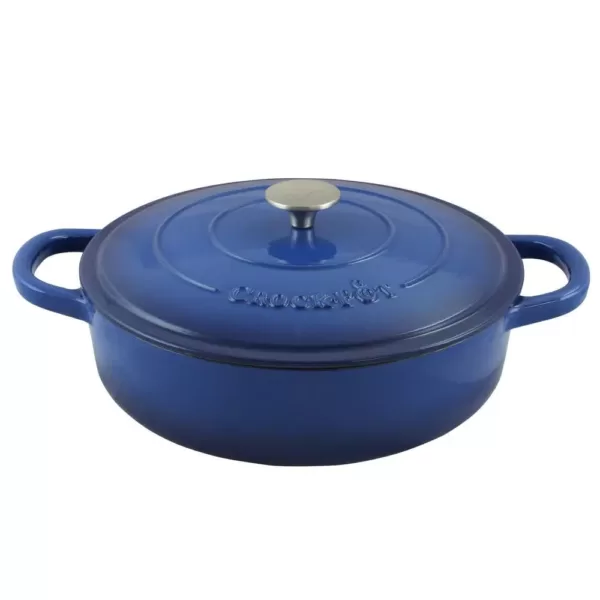 Crock-Pot Artisan 5 Qt. Enameled Cast Iron Round Braiser Pan with Self Basting Lid