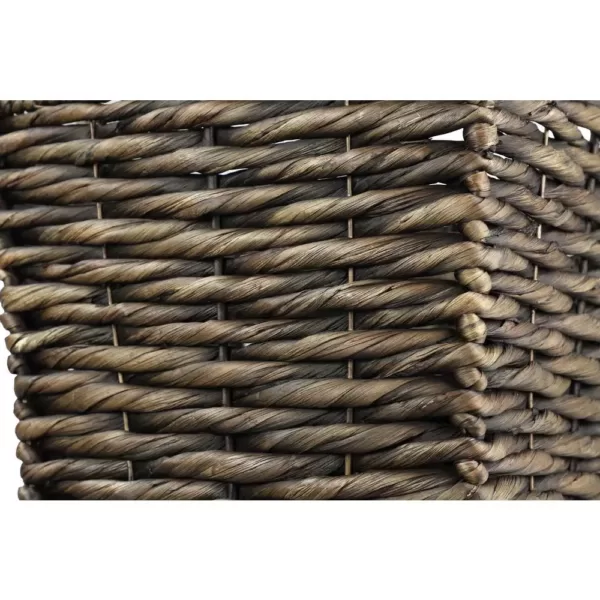 LITTON LANE Large Square Water Hyacinth Wicker Dark Brown Storage Baskets (Set of 3)