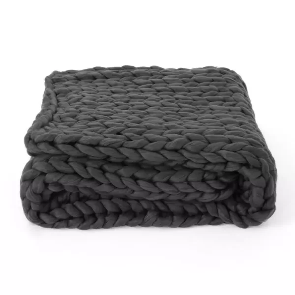 Noble House Marnie Dark Grey Acrylic Throw Blanket