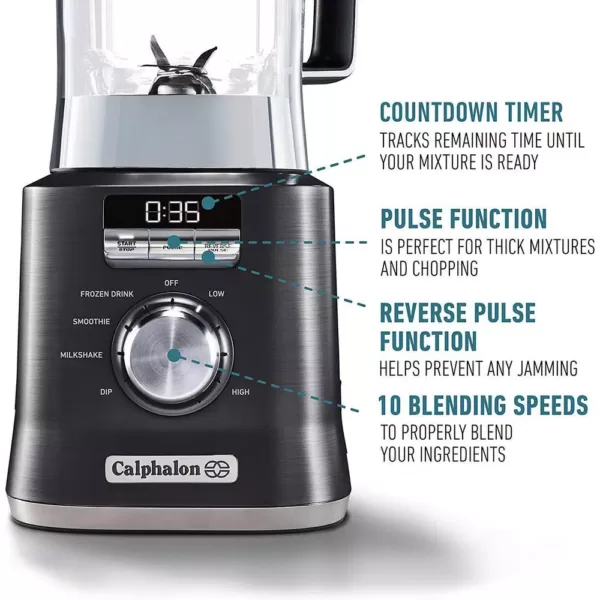 Calphalon 67 oz. 10-Speed Dark Stianless Steel Auto Speed Blender