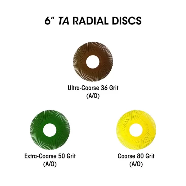 Dedeco Sunburst 3 in. 6-Ply Radial Discs 1/4 in. Tool Std 220-Grit Arbor Thermoplastic Cleaning and Polishing