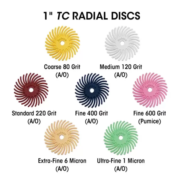 Dedeco Sunburst 7/8 in. Dual Radial Discs - 1/16 in. 600-Grit (Pumice) Arbor Rotary Polishing Tool Fine (48-Pack)